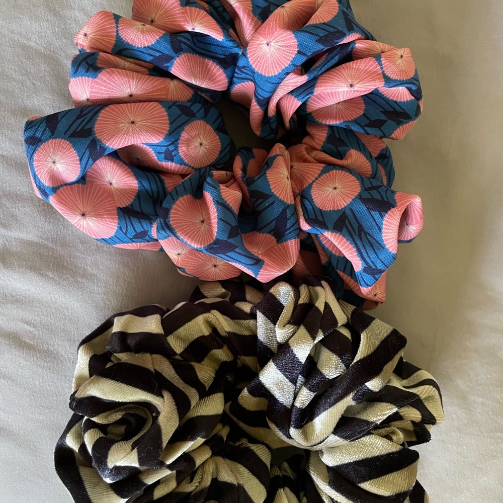 Floral and Zebra Print Scrunchie Set